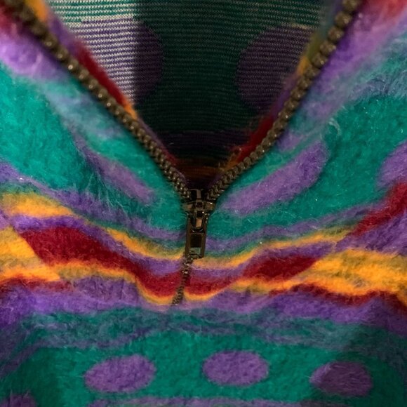 Jeans Wear Vintage Aztec Print Pullover, Hood, 1/4 Zip, 90s Indie Size Medium - Picture 4 of 16